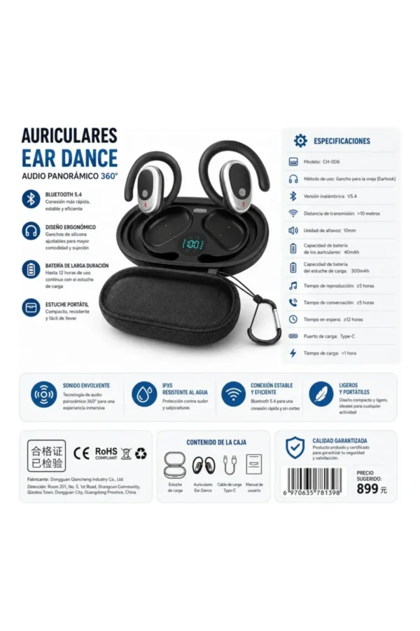 D_NQ_NP_2X_642142-MLA111646828983_052026-F.jpg Auriculares Clip Ear O'clock QH006 - Negro