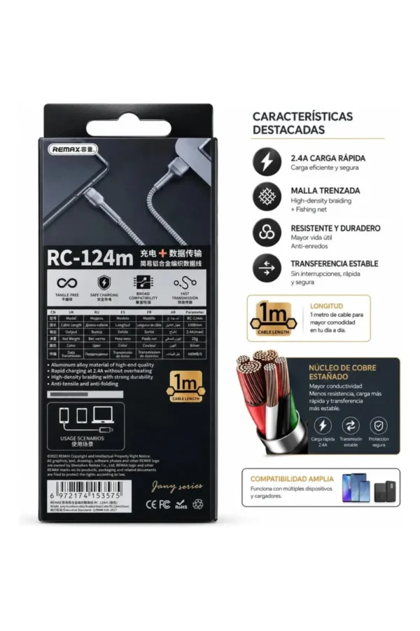 D_NQ_NP_2X_680896-MLA111718471464_062026-F.jpg Cable de Datos Remax RC-124M - Gris oscuro