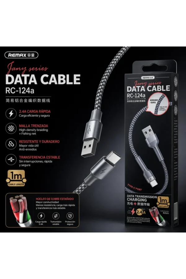 D_NQ_NP_2X_691251-MLA112800123917_062026-F.jpg Cable de Datos Remax RC-124A - Gris oscuro