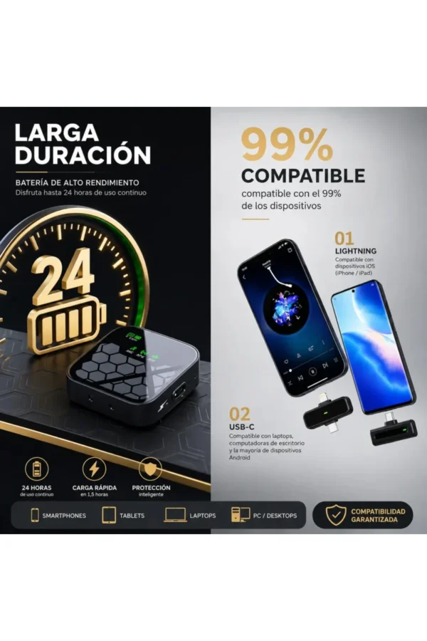 D_NQ_NP_2X_698396-MLA111397933049_052026-F.jpg Micrófono Corbatero O'clock J33 - Negro