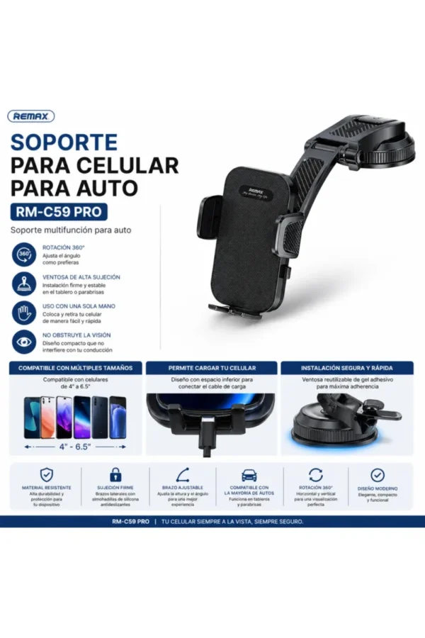 D_NQ_NP_2X_705983-MLA111530600609_052026-F.jpg Soporte para Celular Remax RM-C59 Pro - Negro