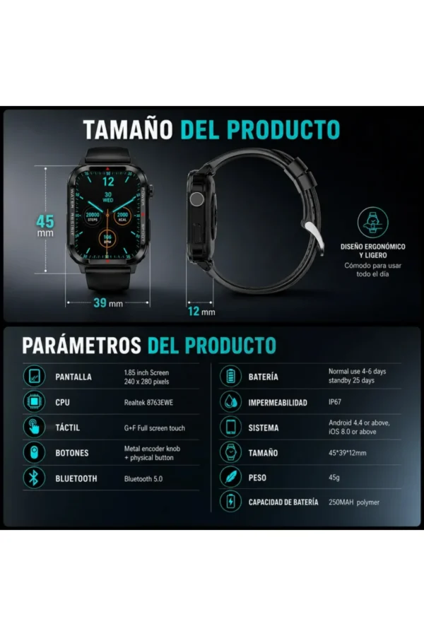 Smartwatch O'clock GT-96 G96 - Negro
