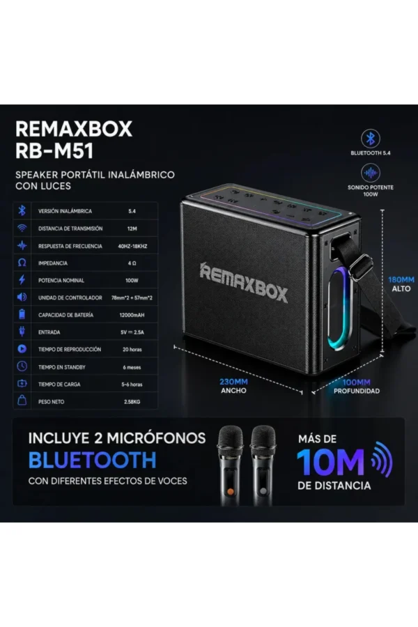 Parlante Karaoke Remax RM-M51 - Gris oscuro