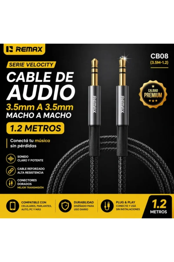 D_NQ_NP_2X_747902-MLA110744750799_042026-F.jpg Cable Auxiliar iRemax CB08 - Negro
