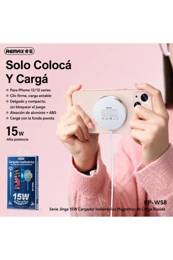 D_NQ_NP_2X_870676-MLA110588190182_052026-F.jpg Cargador Magnético Remax RP-W58 - Blanco
