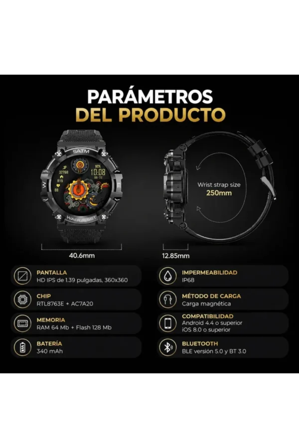 D_NQ_NP_2X_886780-MLA111826067974_062026-F.jpg Smartwatch O'clock T-REX66 PG666 - Negro
