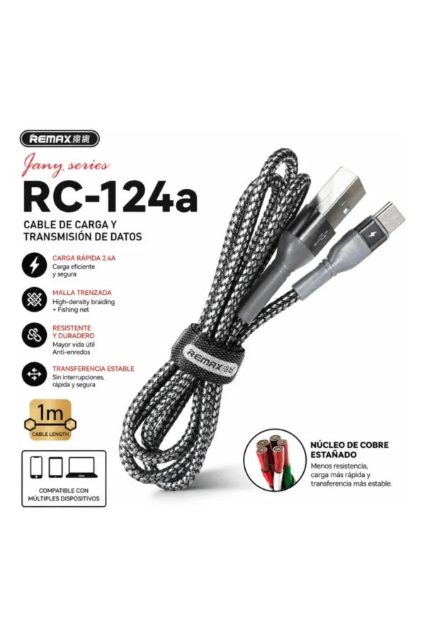 D_NQ_NP_2X_909568-MLA111713645688_062026-F.jpg Cable de Datos Remax RC-124A - Gris oscuro