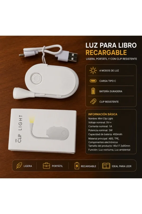 D_NQ_NP_2X_946140-MLA111898940687_052026-F.jpg Luz de Lectura O'clock Slim - Blanco
