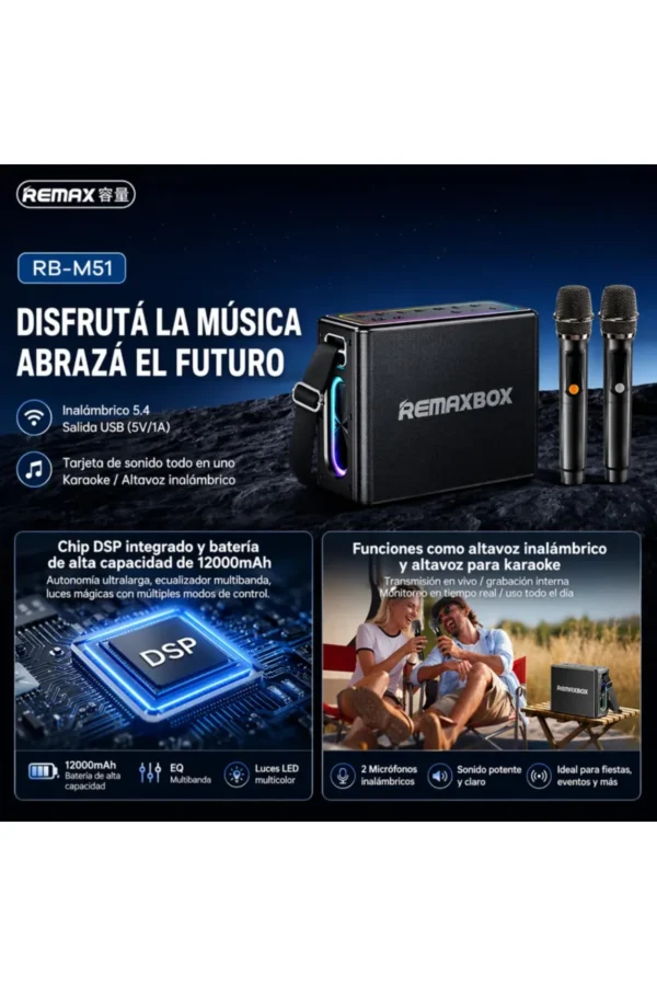 Parlante Karaoke Remax RM-M51 - Gris oscuro