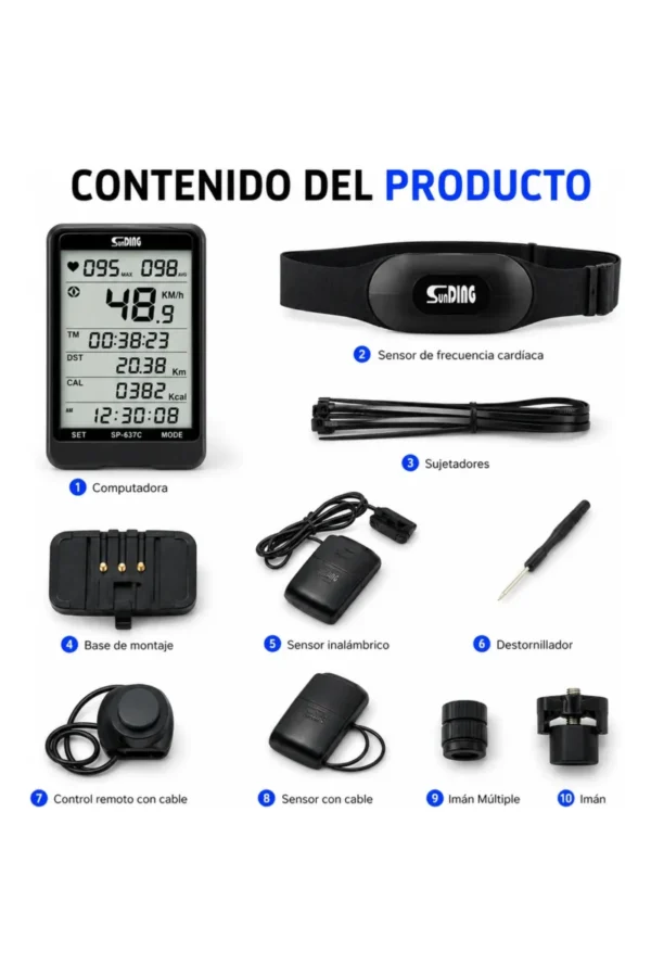 D_NQ_NP_2X_978136-MLA110935030518_052026-F.jpg Ciclocomputadora Sunding SD-577C SD-557C - Negro