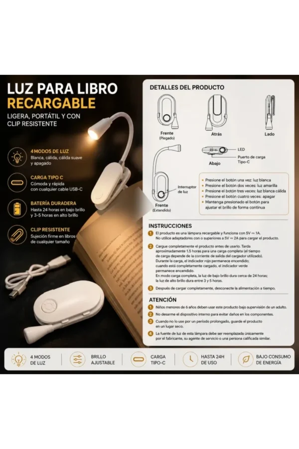 D_NQ_NP_2X_983824-MLA110937140664_052026-F.jpg Luz de Lectura O'clock Slim - Blanco
