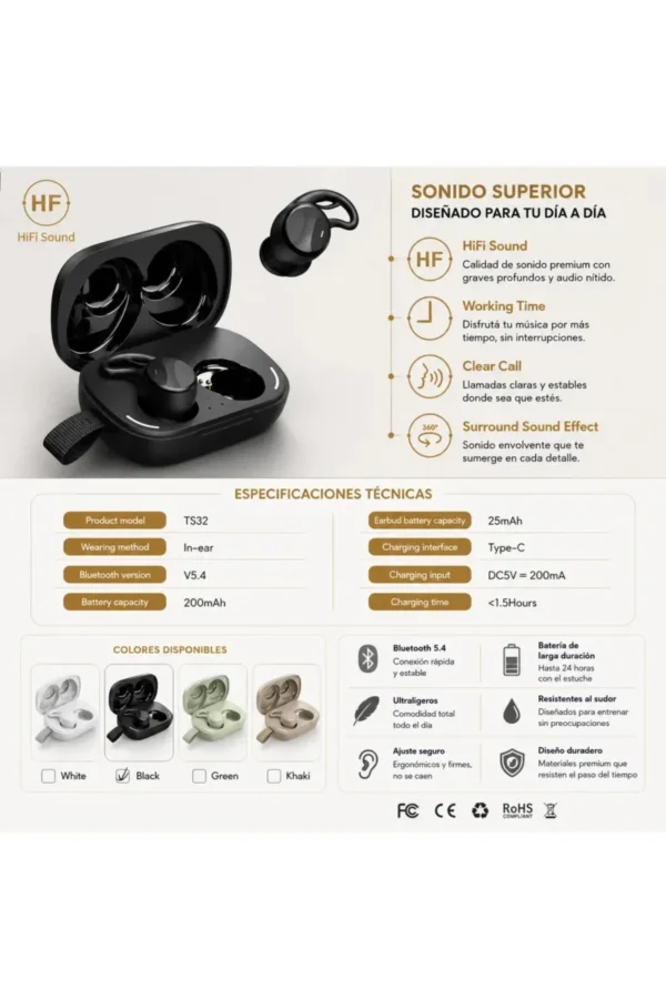 D_NQ_NP_2X_746168-MLA111635933479_052026-F.jpg Auriculares In-Ear O'clock TS32