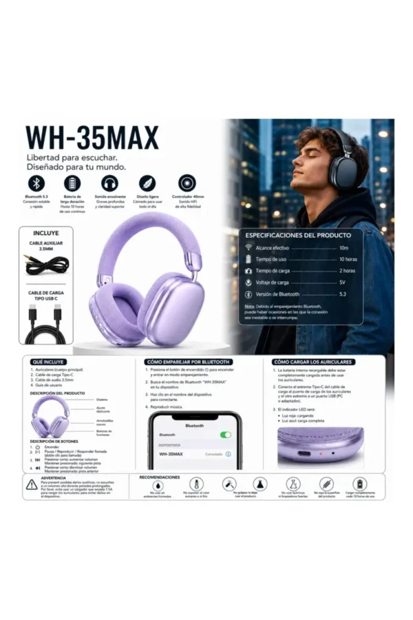 Auriculares Vincha O'clock WH-35MAX